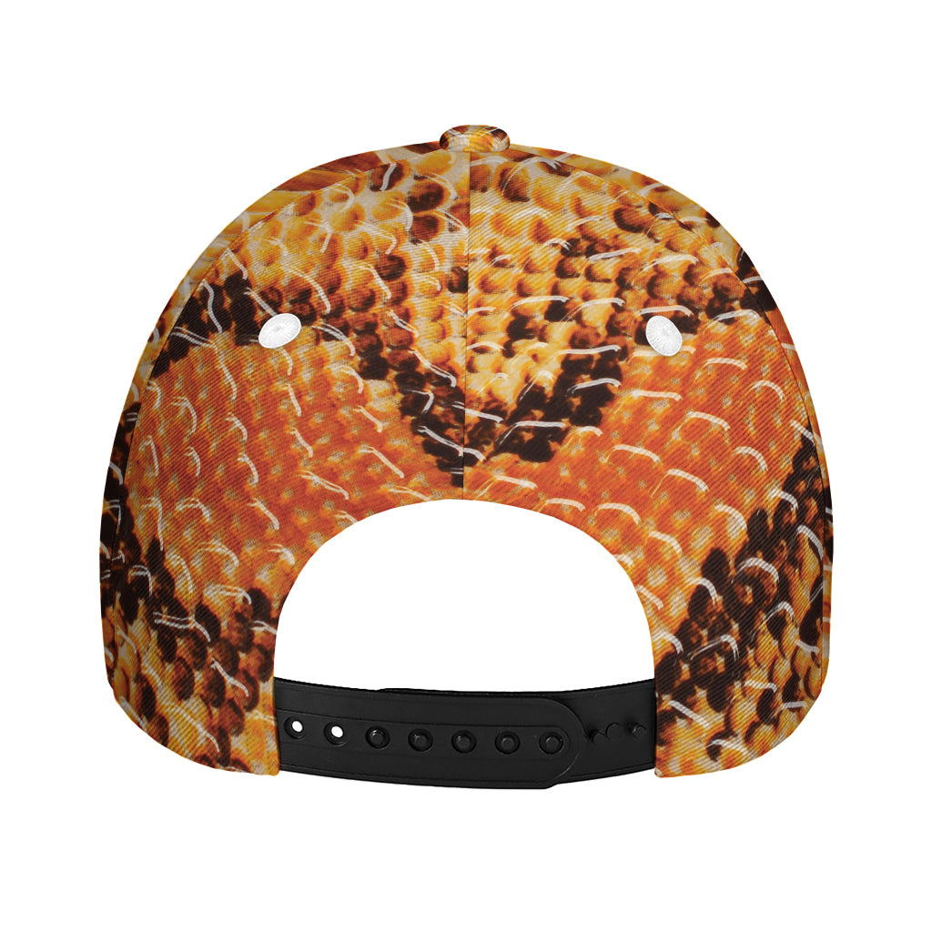 Orange Snakeskin Print Baseball Cap
