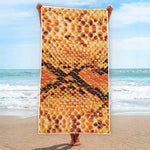 Orange Snakeskin Print Beach Towel