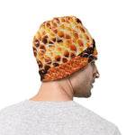 Orange Snakeskin Print Beanie