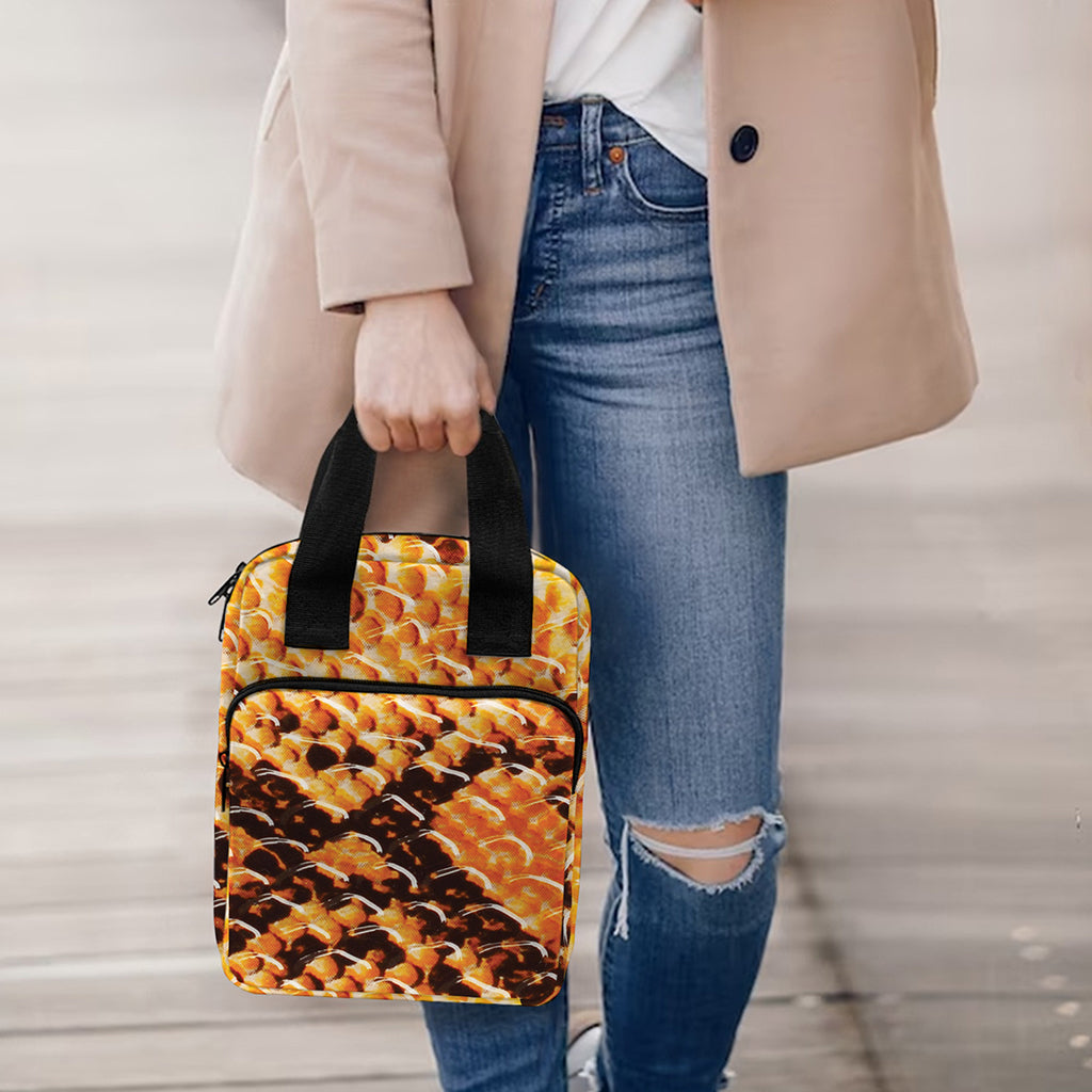 Orange Snakeskin Print Bible Tote Bag