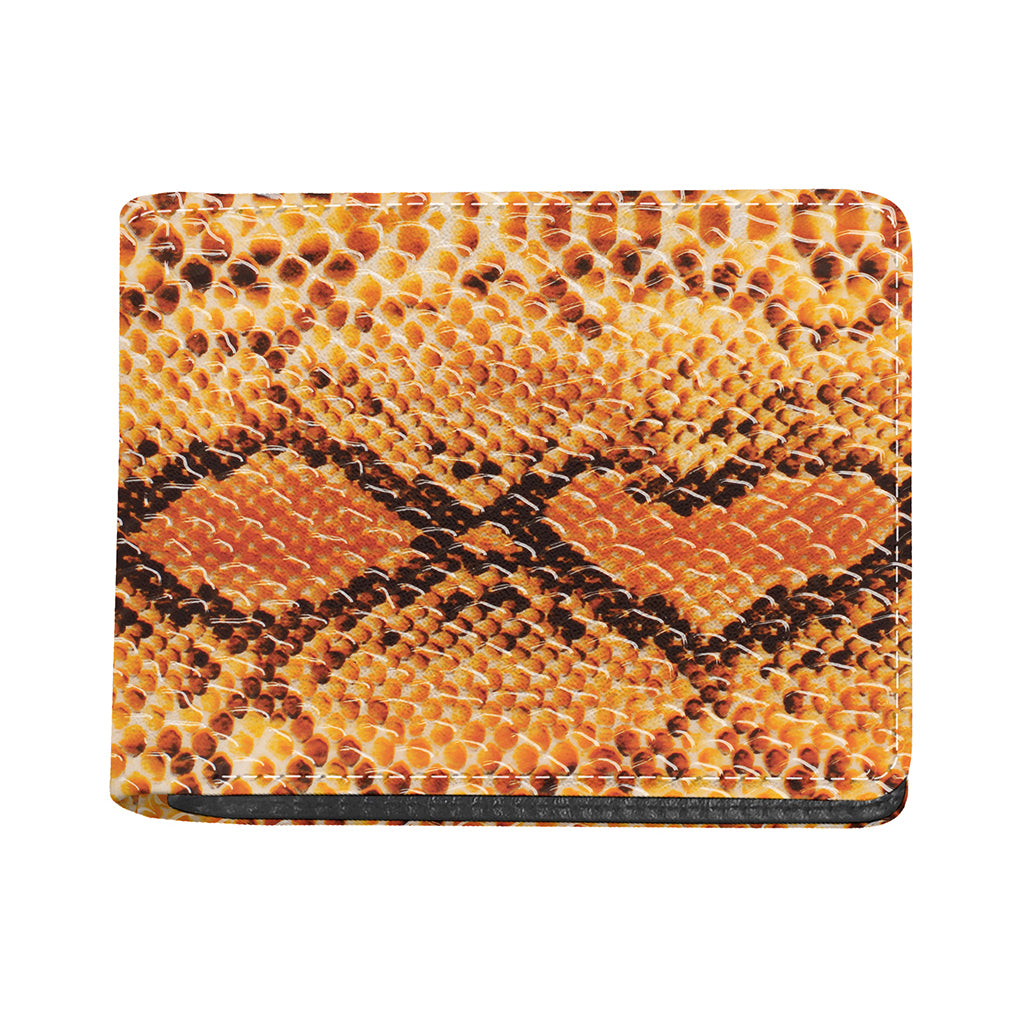 Orange Snakeskin Print Bifold Wallet