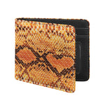 Orange Snakeskin Print Bifold Wallet