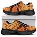 Orange Snakeskin Print Black Chunky Shoes
