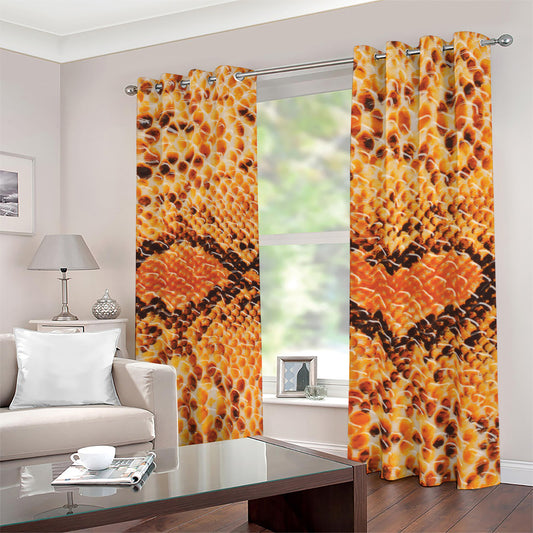 Orange Snakeskin Print Blackout Grommet Curtains