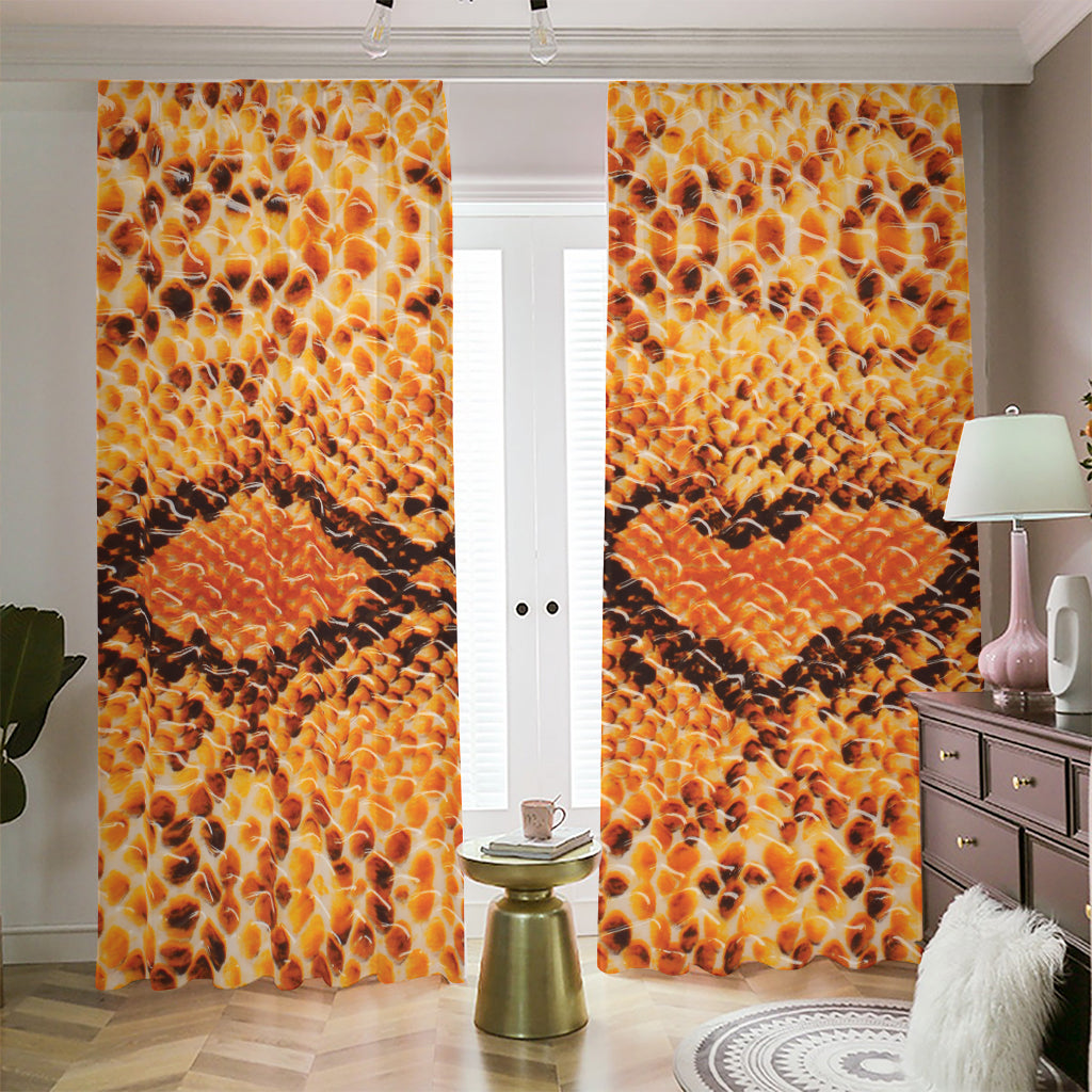 Orange Snakeskin Print Blackout Pencil Pleat Curtains