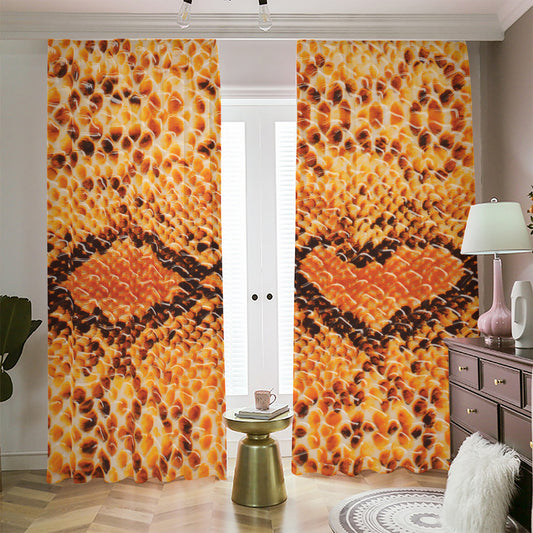 Orange Snakeskin Print Blackout Pencil Pleat Curtains