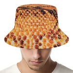 Orange Snakeskin Print Bucket Hat