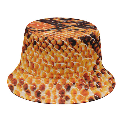 Orange Snakeskin Print Bucket Hat