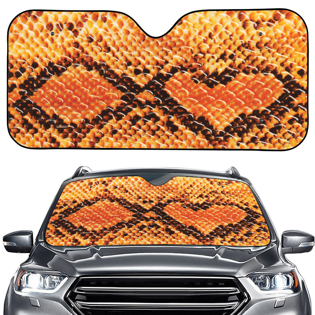 Orange Snakeskin Print Car Windshield Sun Shade