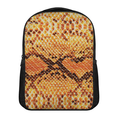 Orange Snakeskin Print Casual Backpack