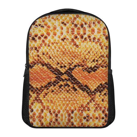 Orange Snakeskin Print Casual Backpack