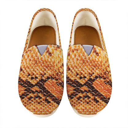 Orange Snakeskin Print Casual Shoes