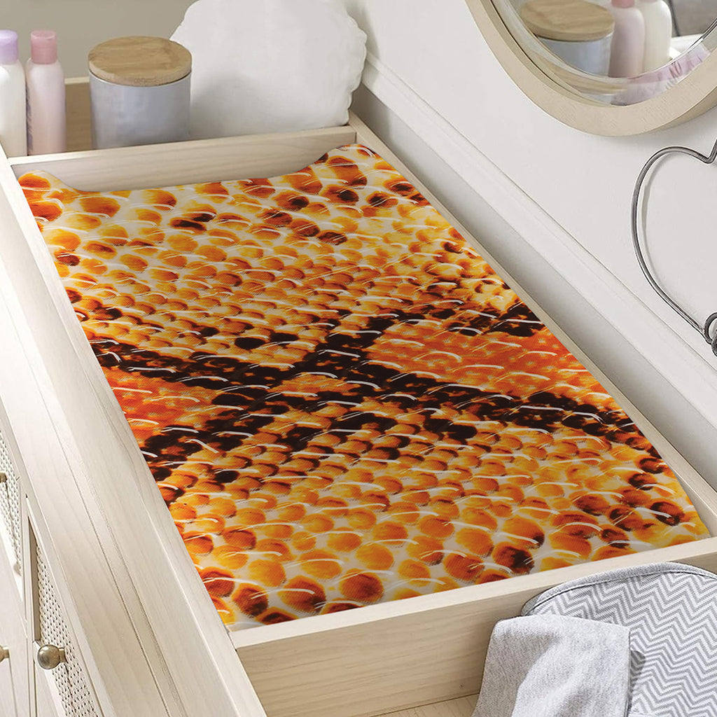 Orange Snakeskin Print Changing Pad Cover