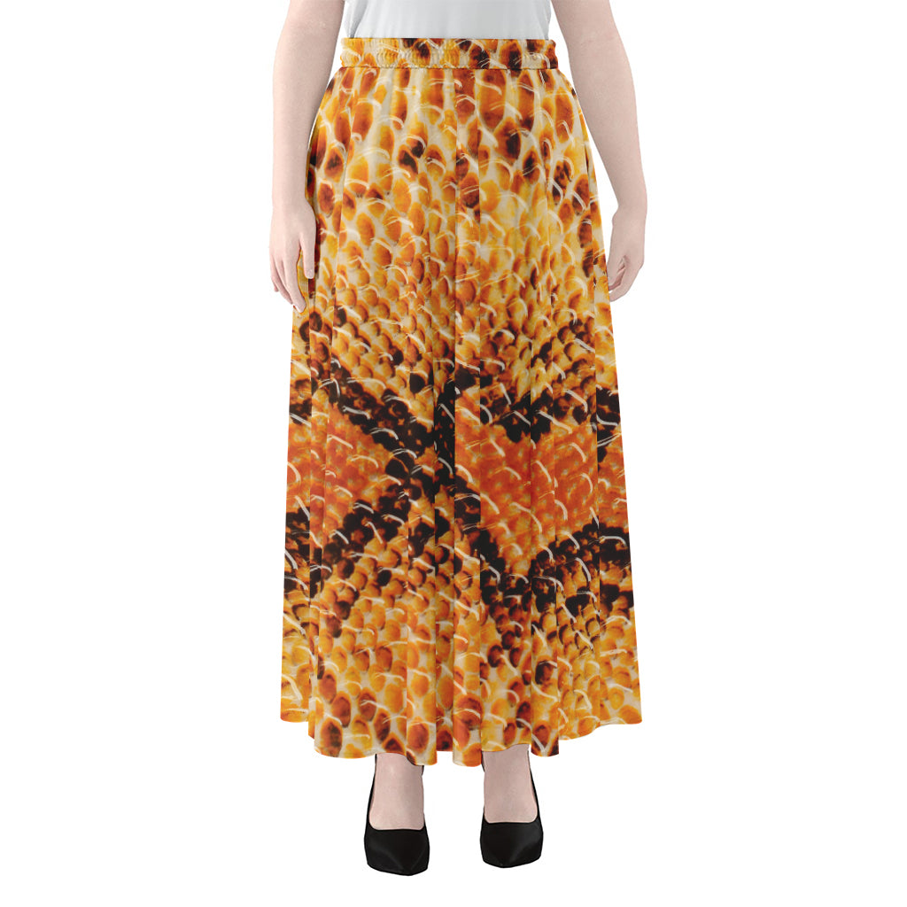 Orange Snakeskin Print Chiffon Maxi Skirt
