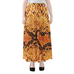 Orange Snakeskin Print Chiffon Maxi Skirt