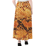 Orange Snakeskin Print Chiffon Maxi Skirt