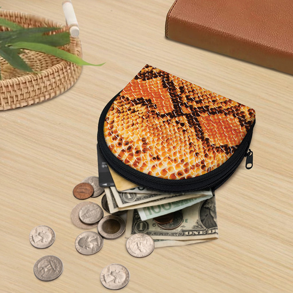 Orange Snakeskin Print Coin Purse