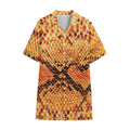 Orange Snakeskin Print Cotton Hawaiian Shirt