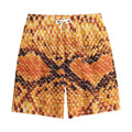 Orange Snakeskin Print Cotton Shorts
