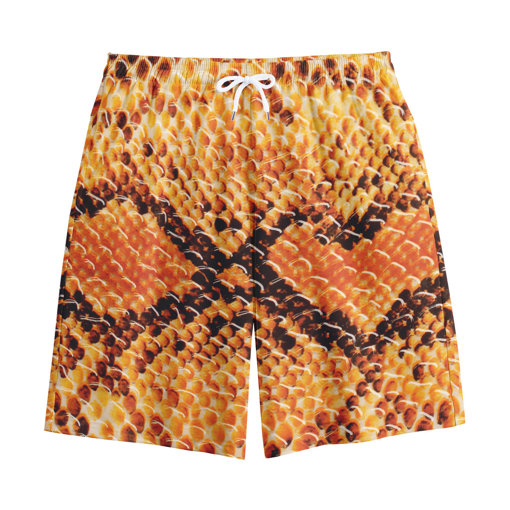 Orange Snakeskin Print Cotton Shorts