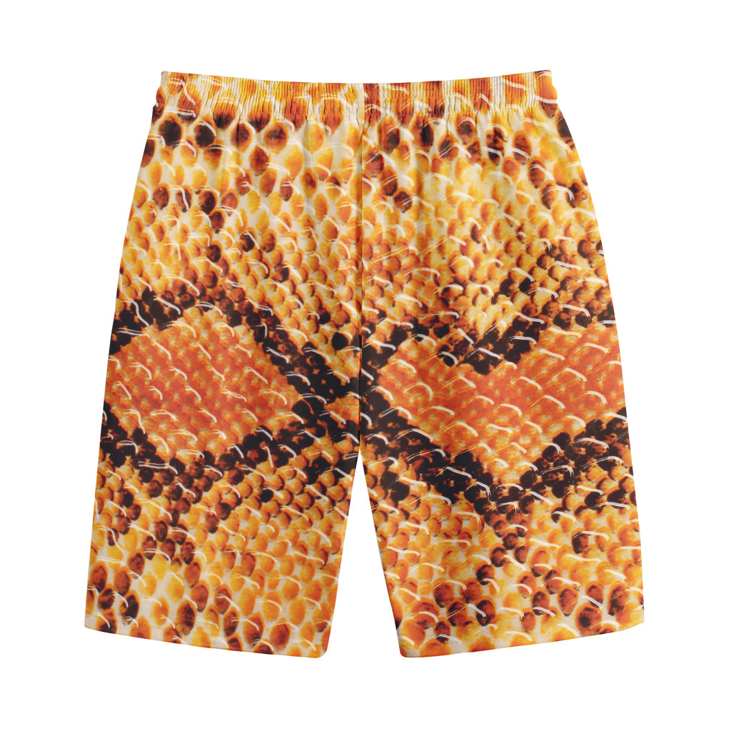 Orange Snakeskin Print Cotton Shorts