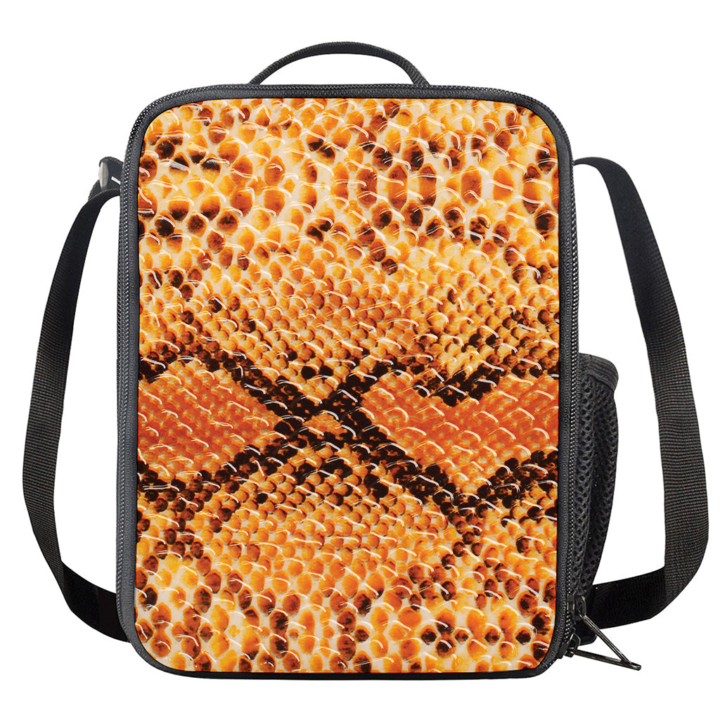 Orange Snakeskin Print Crossbody Lunch Bag