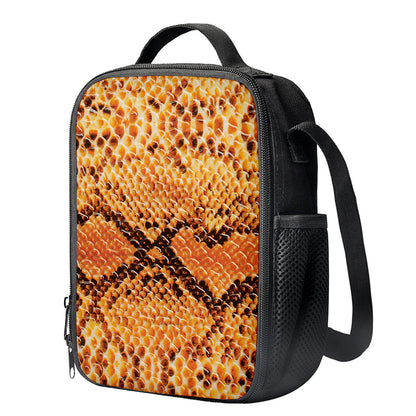 Orange Snakeskin Print Crossbody Lunch Bag