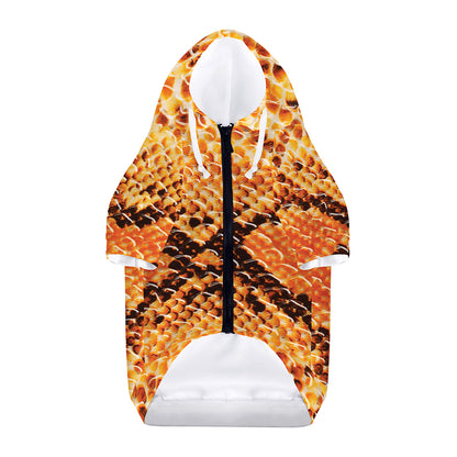 Orange Snakeskin Print Dog Zip Up Hoodie