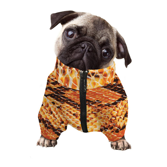 Orange Snakeskin Print Dog Zip Up Jacket