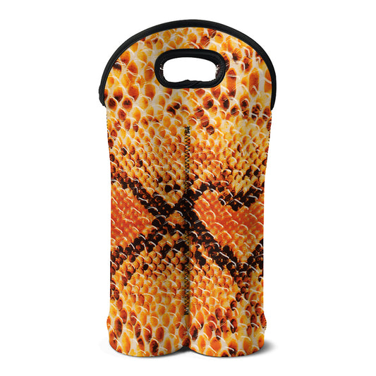 Orange Snakeskin Print Double Neoprene Wine Tote