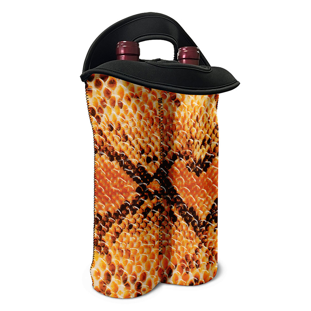 Orange Snakeskin Print Double Neoprene Wine Tote