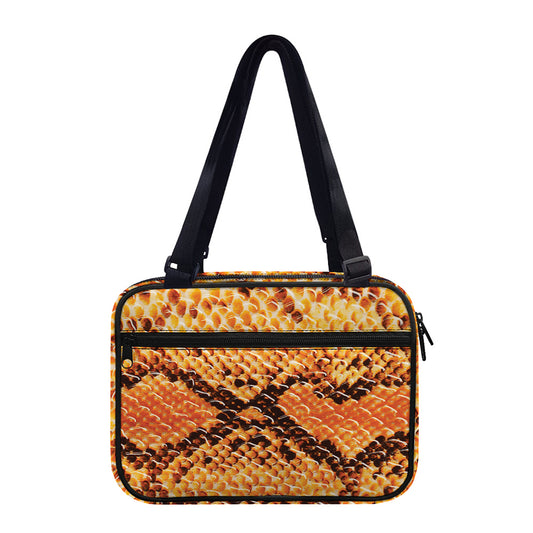 Orange Snakeskin Print Double Strap Bible Bag