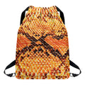 Orange Snakeskin Print Drawstring Backpack