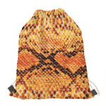 Orange Snakeskin Print Drawstring Bag