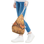 Orange Snakeskin Print Drawstring Bag