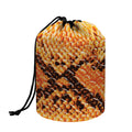 Orange Snakeskin Print Drawstring Makeup Bag