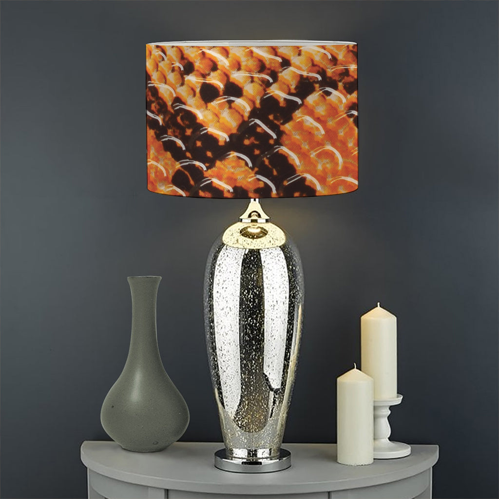 Orange Snakeskin Print Drum Lamp Shade