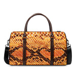 Orange Snakeskin Print Duffle Bag