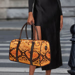 Orange Snakeskin Print Duffle Bag