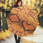 Orange Snakeskin Print Foldable Umbrella