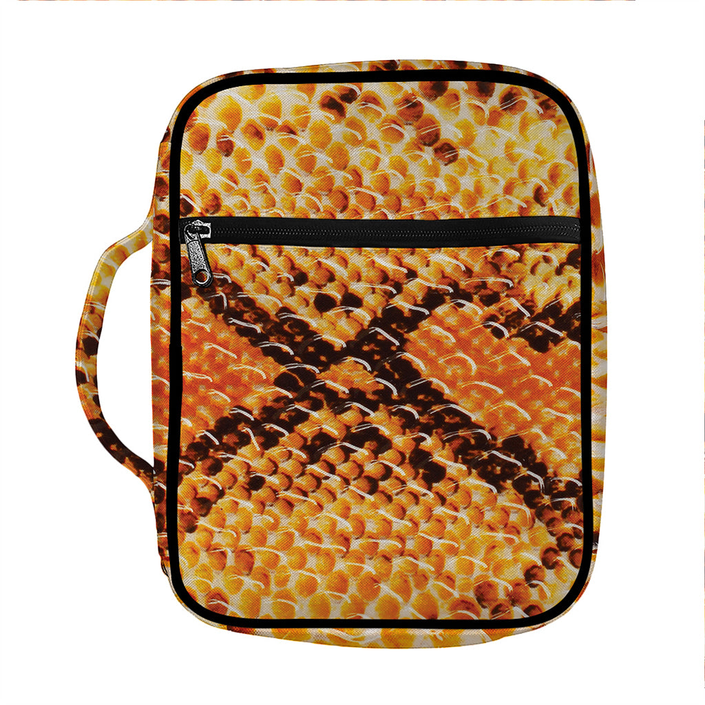 Orange Snakeskin Print Front Pocket Bible Bag
