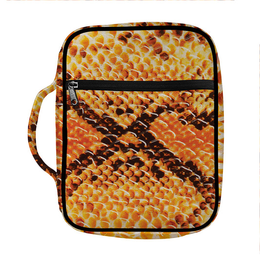 Orange Snakeskin Print Front Pocket Bible Bag