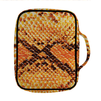 Orange Snakeskin Print Front Pocket Bible Bag