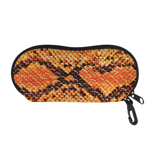 Orange Snakeskin Print Glasses Case