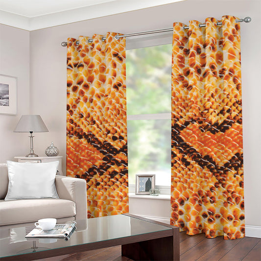 Orange Snakeskin Print Grommet Curtains