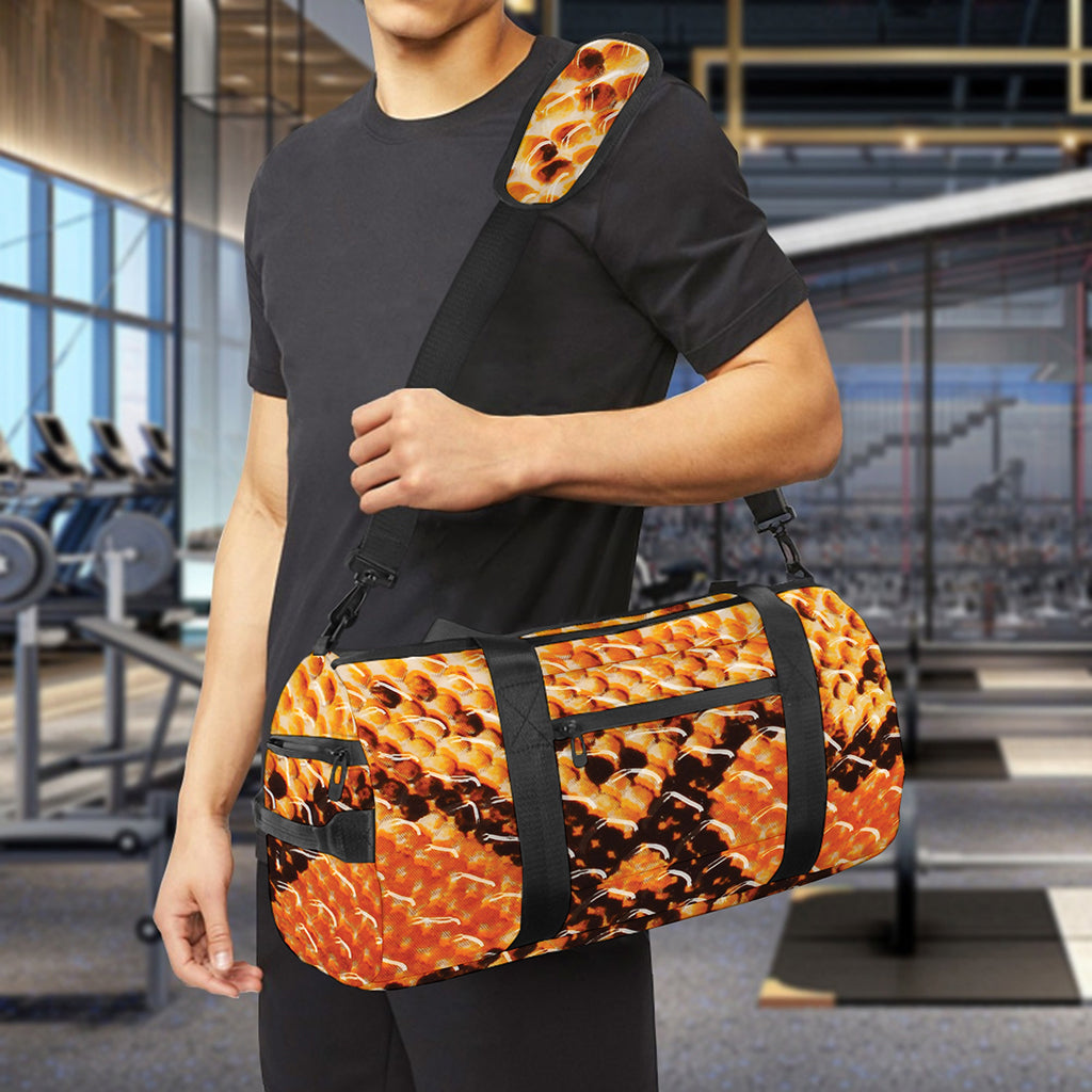 Orange Snakeskin Print Gym Bag