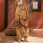 Orange Snakeskin Print Harem Pants
