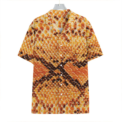 Orange Snakeskin Print Hawaiian Shirt