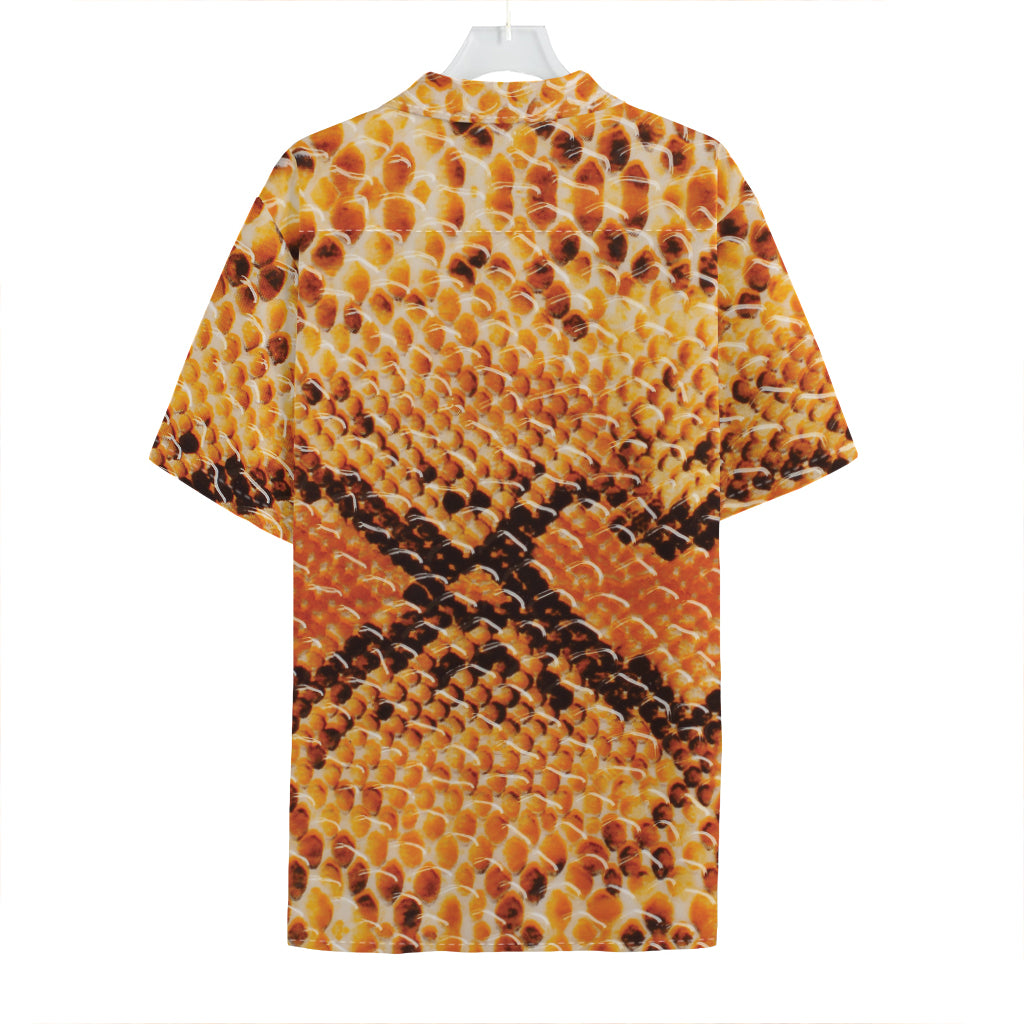 Orange Snakeskin Print Hawaiian Shirt