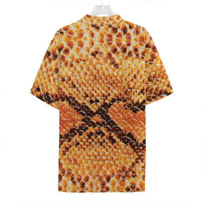 Orange Snakeskin Print Hawaiian Shirt